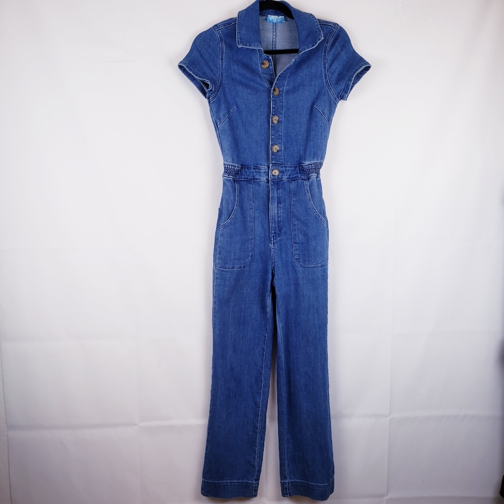 Show Me Your MuMu Blue Emery Jumpsuit Women’s Size XS Denim Stretch